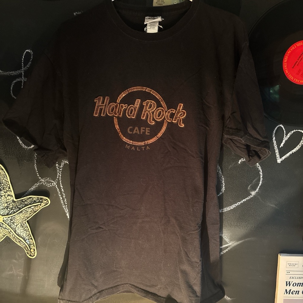 Hard Rock Cafe Malta Black Tee with Embroidered Logo